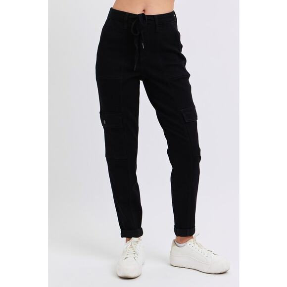 Judy Blue High Waist Cargo Cuffed Jogger Jeans - JB88901BK - Size 18W - Picture 1 of 8